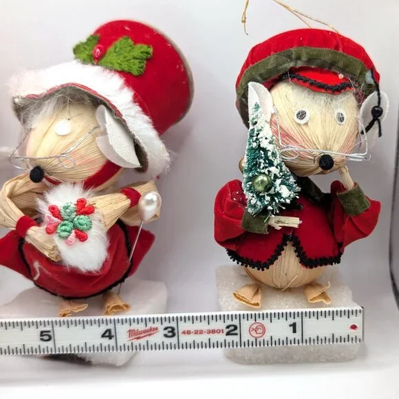 Vintage KURT ADLER Christmas Ornament Corn Husk Mice Trio, Corn Husk Mouse